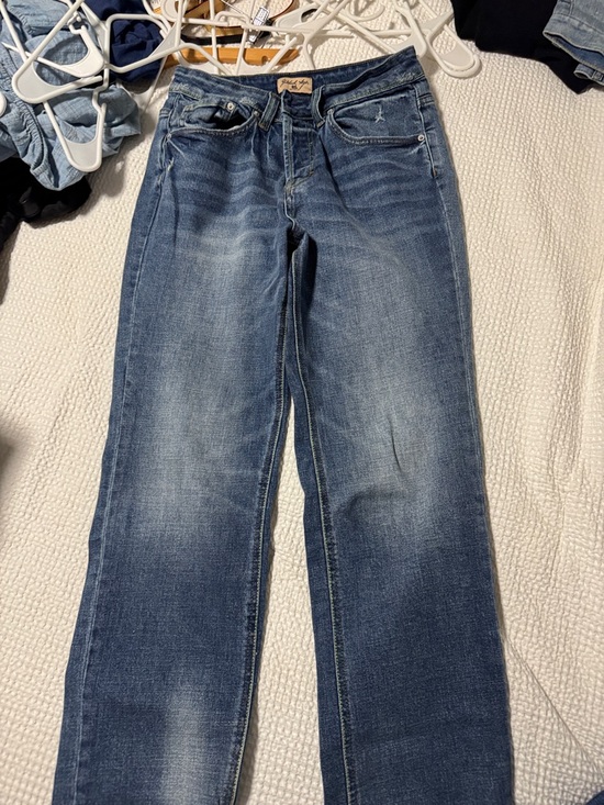 Gilded Age Denim - Anthropologie Women's Blue Faded Straight-Leg Jeans